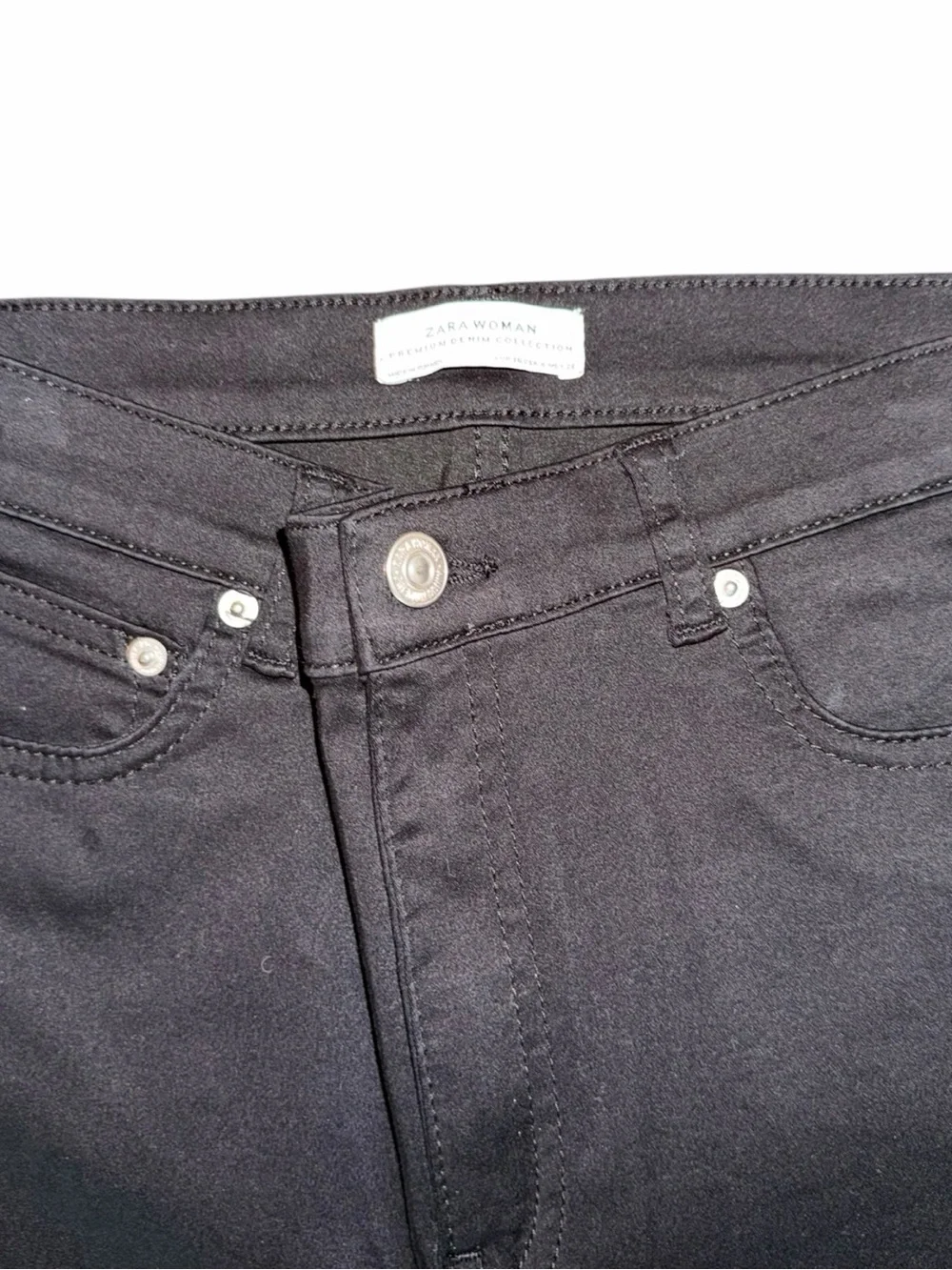 Zara Woman Black Stretch Capri Pants Cropped Slim Fit Size 4 - Picture 5 of 11